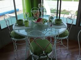 Sandblasted And Repainted Old Ice Cream Parlor Chairs For A Fun Setting For Sunroom Parlor Chair Diy Projects Outdoor Tables