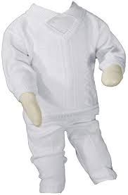 Amazon Com Boys 100 Cotton Knit Two Piece White Christening Baptism Outfit Clothing Shoes Jewelry