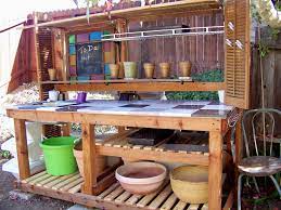 Another View Of Potting Table Made By Repurposing Items With Inspiration From Pinterest Potting Bench Repur Potting Table Potting Bench Garden Ideas Diy Cheap