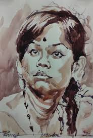 watercolor portrait painting by Japanese artist Matssubayashi