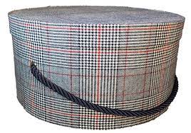 Men S Hat Box Blue Plaid Fabric Hat Boxes Round Box Fedora Hipster Gift Theteaberrycottage Hipster Gifts Hat Boxes Hat Box