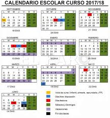 calendario escolar 2017 2018 más de
