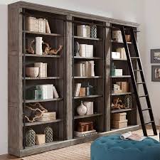 Tuscan 3 Piece Bookcase Wall And Ladder Bookcase Wall Rustic Bookshelf Home Library Design
