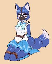 206530 - suggestive, artist:jamoart, krystal (star fox), sailor mercury ( sailor moon), canine, fox, mammal, anthro, nintendo, sailor moon, star fox,  2022, blue body, blue fur, blue hair, bondage, boots, breasts, clothes,  cosplay,