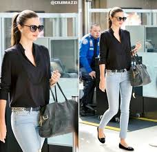 Black And Blue Outfits Miranda Kerr Corporate Outfits Fashion Light Blue Jeans