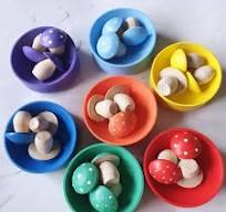 Wooden Mushroom Color sorting toy, Montessori toys, Rainbow Color Sorting  Bowls, Counting toy, Educational toddler toy, Color Matching Cups