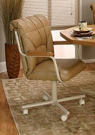 Casual Rolling Caster Dining Arm Chair With Swivel Tilt Set Of 2 Buff Continue To The Product Caster Chairs Leather Dining Room Chairs Swivel Dining Chairs