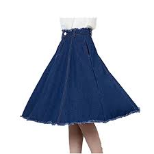 Friendshop Pleated A Line Denim Midi Skirt Best Tester