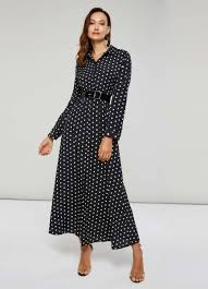 Black And White Polka Dot Long Sleeve Dress Long Sleeves Polka Dots Women S Maxi Dress Womens Maxi Dresses Buy Maxi Dress Dresses