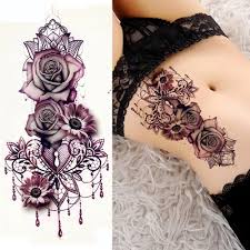 316 x 800 jpeg 29 кб. Vova Bracelet Stickers Lady Women Body Chest Art Purple Rose Water Transfer Tattoo Temporary Tattoo