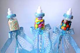 Blue Candy For Baby Shower Baby Bottle Favors Simple Baby Shower Baby Shower Centerpieces