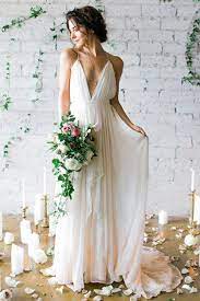 Simple Backless Beach Wedding Dresses Chiffon Long Custom Wedding Gowns Affordable Bridal Dresses 17098 Sweep Train Wedding Dress Wedding Dress Train Greek Wedding Dresses