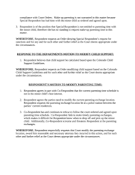 And despite the desire t. Combined Responde Motion To Modify Parenting Time Attorney Docs The Legal Document Marketplace