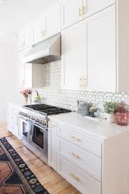 Affordable Ceramic Patterned Tile Backsplash And Flooring Cc And Mike Kitchen Backsplash Designs White Kitchen Design White Kitchen Remodeling