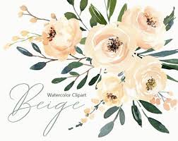 Download Watercolor Floral Clipart Beige Cream Light Creamy Flowers Etsy Floral Watercolor Floral Painting Flower Clipart
