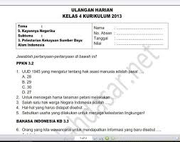 Soal Ulangan Harian Kelas 4 Tema 9 Subtema 3 Tema Kelas Pemanasan Global Kurikulum