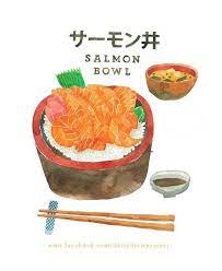 Salmon Don Www Facebook Com Dailydrawproject Japanese Food Art Food Illustrations Japanese Food Illustration