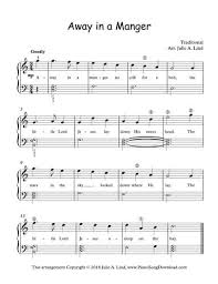 Here's a favorite holiday song that is super easy to play on the piano: Away In A Manger Free Printable Late Beginner Christmas Carol Piano Sheet Music Christmas Piano Sheet Music Christmas Piano Christmas Sheet Music