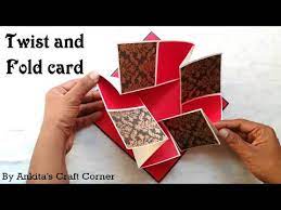 Here's an update of the different card folding techniques i've used to make these cards, boxes and other things:frame on top card (faux metal technique)card. Tutorial Twist And Fold Card Square Folding Card Scrapbook Page Ideas Youtube