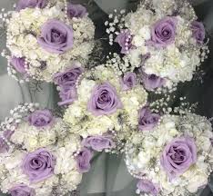 Check spelling or type a new query. Lavender And White Bridesmaid S Bouquets With Hydrangea Roses Babies Breath And Pearl Accents Rose Wedding Bouquet Purple Wedding Bouquets Bridesmaid Bouquet