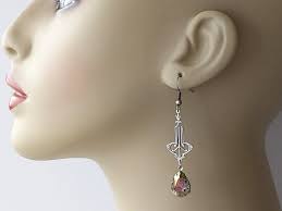 Black Diamond AB Crystal Earrings, Art Deco Earrings, Vintage Inspired  Jewelry, Antique Silver Earrings, Holiday Christmas Gifts for Her