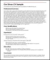 How to write a cv learn how to make a cv that gets accounting & finance cv examples. Car Driver Cv Example Myperfectcv