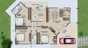Esta planta de casa com três quartos possui também closet e um amplo espaço para circulação. Projeto De Casas 3 Quartos