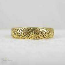 Antique Engraved 18 Carat Yellow Gold Wedding Band Fully Etsy Yellow Gold Wedding Band Gold Wedding Band Wedding Ring Designs