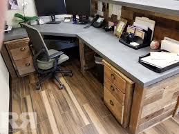 Set the concrete carefully on top, and add any drawer pulls, power strips, or other things to finish it off. I Am Going To Build A Concrete Desk That Also Includes A Rack Mount Area Table Top Recording Mic For Vo I Would Love To H Desk Wood Office Desk Furniture