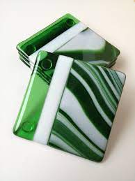 Fused Glass Coasters Green White Swirl By Smudgepotz On Etsy 30 00 Fused Glass Fused Glass Plates Bowls Fused Glass Jewelry