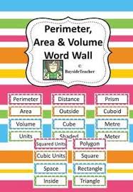 Free Perimeter Area Volume Word Wall 20 Words Math Word Walls Word Wall Vocabulary Word Walls