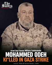 Israel killed Mohammad Odeh, Hamas's newly appointed armed wing chief, in a  strike in Gaza on Tuesday. A family statement said Odeh was killed along  with his wife and son. Gaza health