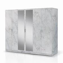 Create the perfect bedroom oasis with furniture from overstock your online furniture store! Marnie 6 Door White Marble Effect Wardrobe With Mirrors