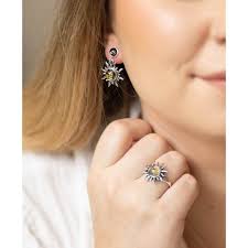 925 Sterling Silver & Genuine Baltic Amber Sun Ring