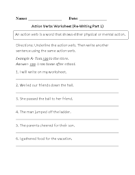 Re Writing Action Verbs Worksheet Action Verbs Worksheet Verb Worksheets Action Verbs