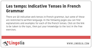Les Temps Indicative Tenses In French Grammar