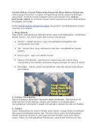 Ini berbeda dengan posting blog karena akan tetap berada di satu tempat dan akan muncul di navigasi situs anda (di kebanyakan tema). Contoh Bahan Cemar Udara