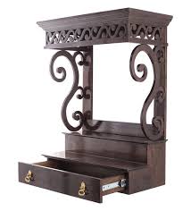 Furnicheer Wenge Mango Wood Avaneesh Wall Mounted Temple Temple Design For Home Pooja Rooms Room Door Design