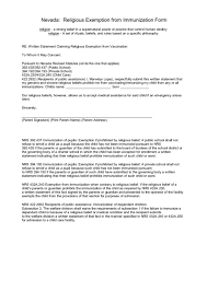 What words should be used in a religious exemption form. Nevada Religious Exemption From Immunization Form Printable Pdf Download