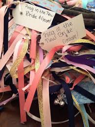 Noise Makers For The Wedding A Small Stick With Colorful Ribbon And Bells Tied To The End Diy My Wedding Wedding Wedding Decorations