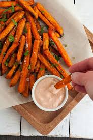 Remember that these air fryer sweet potato fries will shrink after cooking, so look for a shape slightly longer than the ideal fry length. Healthy And Creamy You Ll Flip For This Sweet Potato Fries Dipping Sauce M Sweet Potato Fries Dipping Sauce Sweet Potato Dipping Sauce Sweet Potato Fry Sauce