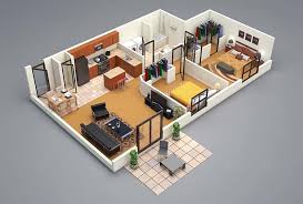 Simple 5 bedroom house plans 3d. 3d Floor Plan 2 Bed 3d Home Plans Small House Plans 3d House Plans