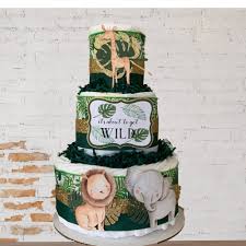 Tropical Safari Animals Diaper Cake Jungle Baby Shower Etsy