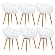 Lot De 6 Fauteuil Chaise Salle A Manger Scandinave En Metal Avec Assise En Pp Blanc 57x63xh81cm Chaise Salle A Manger Chaise Salle A Manger Scandinave