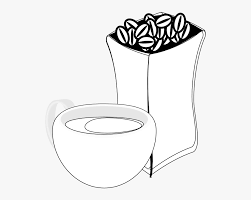 Cup clipart black and white. Cup Of Coffee With Sack Of Coffee Beans Black White Coffee Bean Clipart Black And White Hd Png Download Transparent Png Image Pngitem