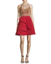 Marchesa Notte Sleeveless Embellished Draped Faille Cocktail Dress Red Marchesanotte Cloth Designer Cocktail Dress Dresses Red Cocktail Dress