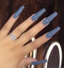 Long Acrylic Coffin Nails In Blue Perfect Winter Nails Ballerina Nails Long Nails Ballerina Nails Designs