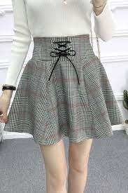 Grey Tartan High Waist Skirt High Waisted Skirt Skirt Fashion High Waisted Skirt Outfit