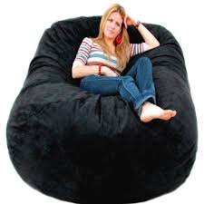 Amazon Com 6 Feet X Large Black Cozy Sac Foof Bean Bag Chair Love Seat Home Kitchen Cool Bean Bags Giant Bean Bag Chair Bean Bag Chair