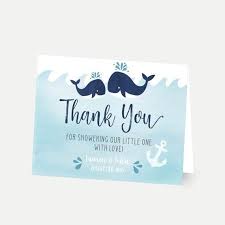 Whale Nautical Baby Shower Thank You Card Template Diy Thank You Card Template Thank You Card Photo Editable Thank Card Template Baby Shower Thank You Cards Thank You Card Template